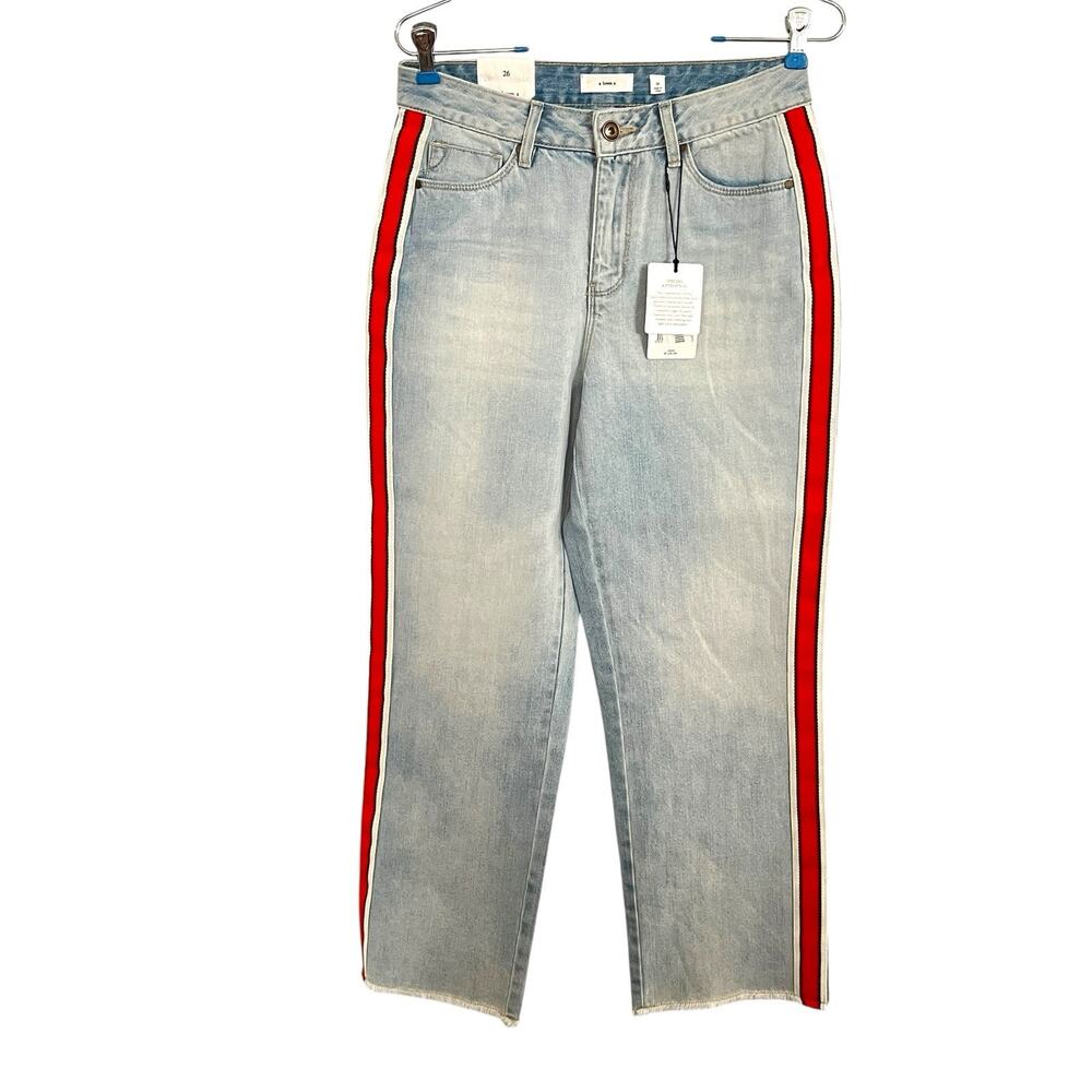 a loves a Jeans Women Size 26 X 26 Ice Blue Crop Light Wash Orange Stripe New